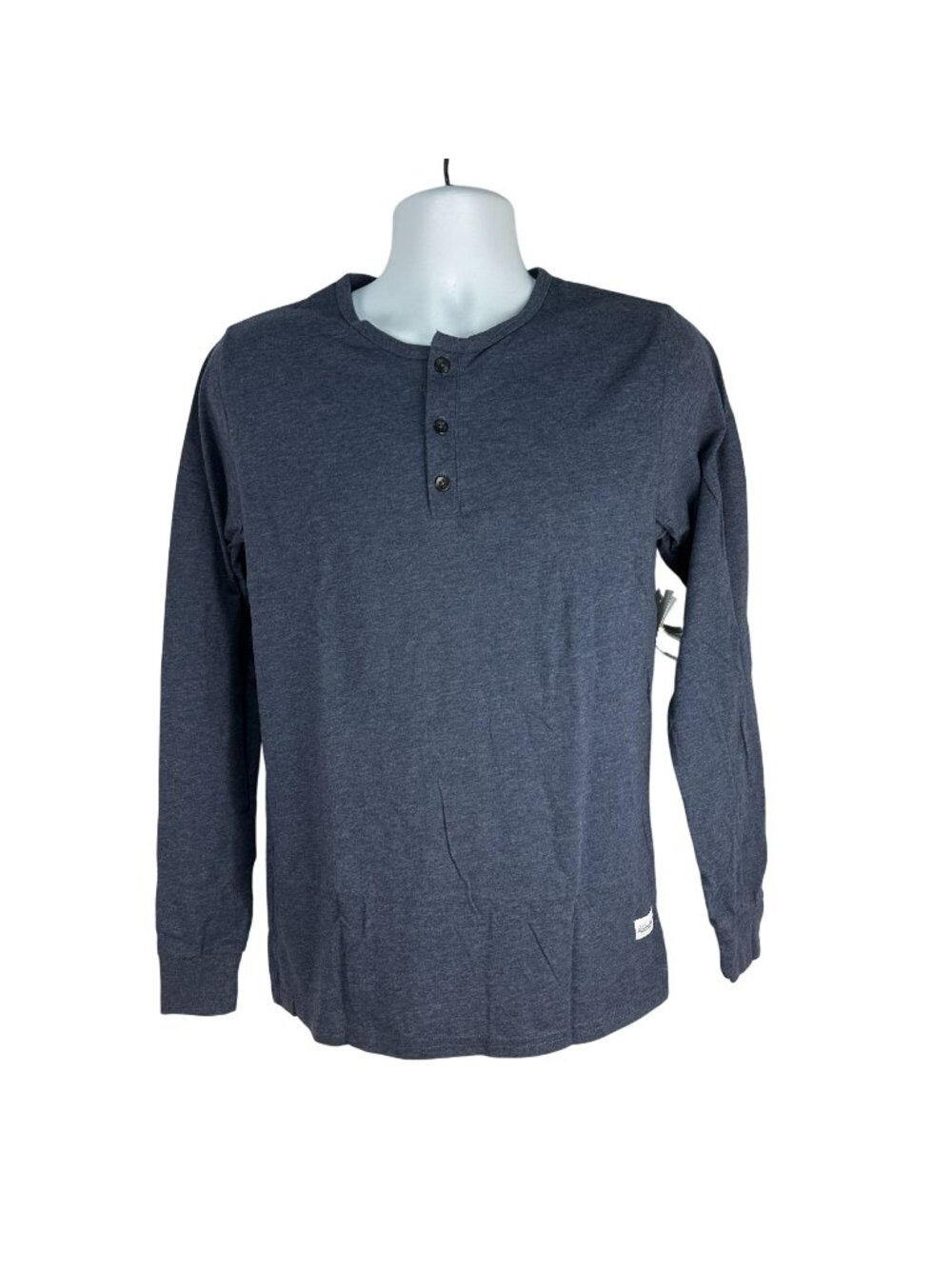 Kinetix Long Sleeve Henley Shirt Mens Small Navy Heather Casual Lightweight